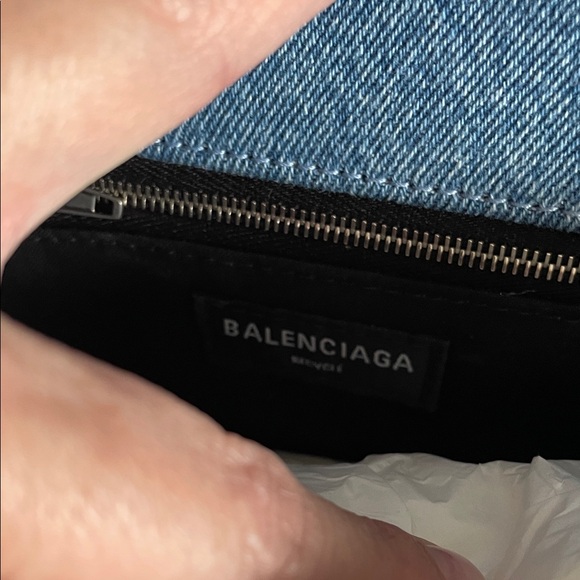 Balenciaga Hourglass Logo Patchwork Denim Bag - Picture 13 of 13